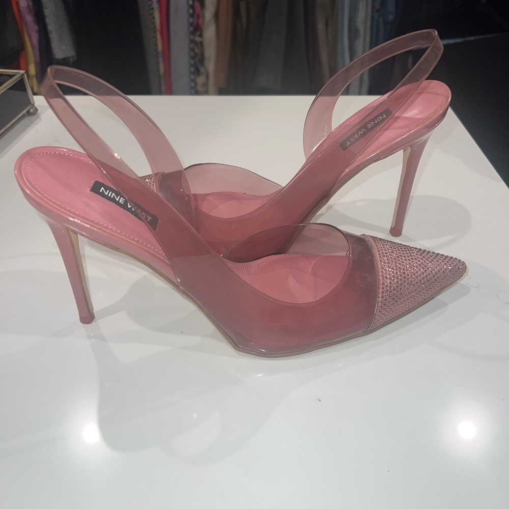 Nine West Pink Rhinestone Slingback Francine Heels